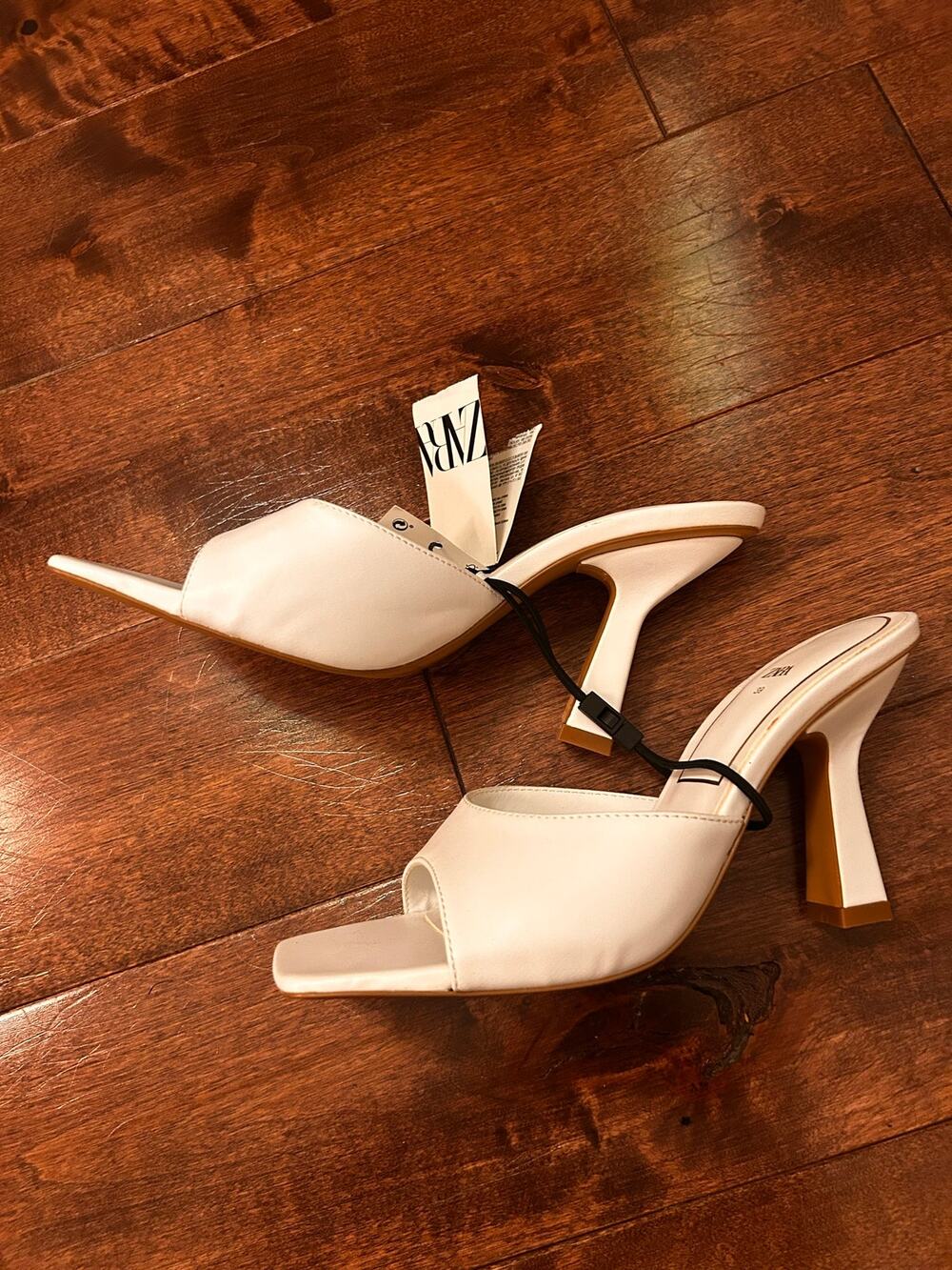Zara White Leather Mule Heels NWT women’s 39